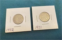 1931 & 1932 5 CENT COIN