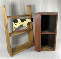 Wooden Kitchen Decor - Shelves, Bin, Cow