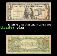 1957B $1 Blue Seal Silver Certificate Grades vf+