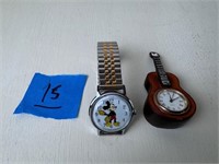 Mickey Watch/Guitar Miniature Clock