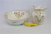 Vintage Devon Ware England "Tulip" Pitcher & Basin