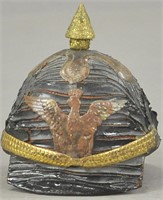 PRUSSIAN HELMET DRESDEN CANDY CONTAINER