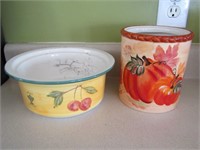 Baking Dish & Canister. Canister is 6 1/2" T