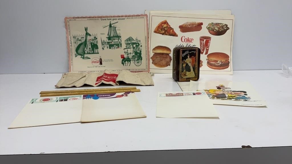 Vintage coca-cola advertising placemats and menus
