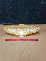 Peach colored glass bowl oval shaped