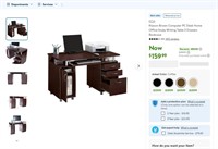 E5130  Ktaxon Brown Computer Desk with 3 Drawers