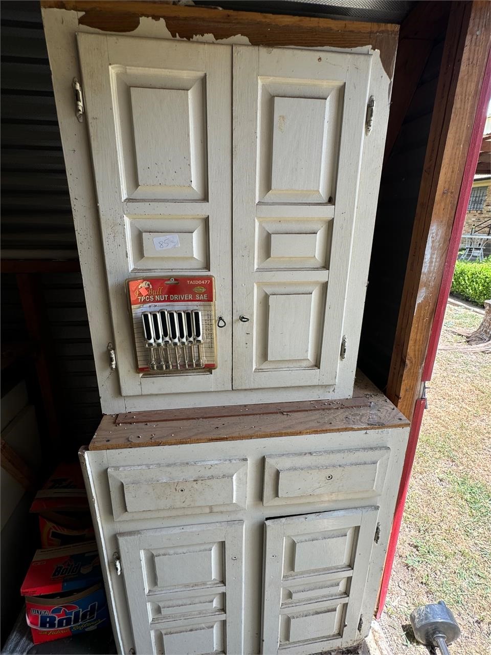 3 WOODEN CABINETS WITH CONTENTS