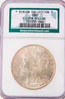 Coin 1887-P Morgan Silver Dollar NGC "Binion"