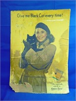 Vintage Black Cat Cigarette Poster 19" X 27"