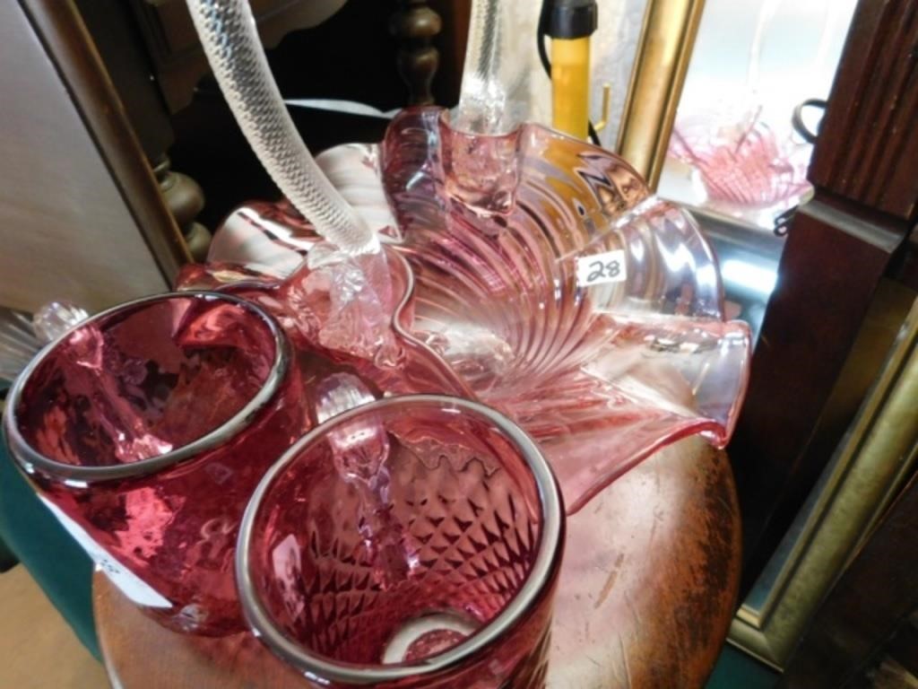 Cranberry Glassware - 3 pcs - Note Bride's Basket