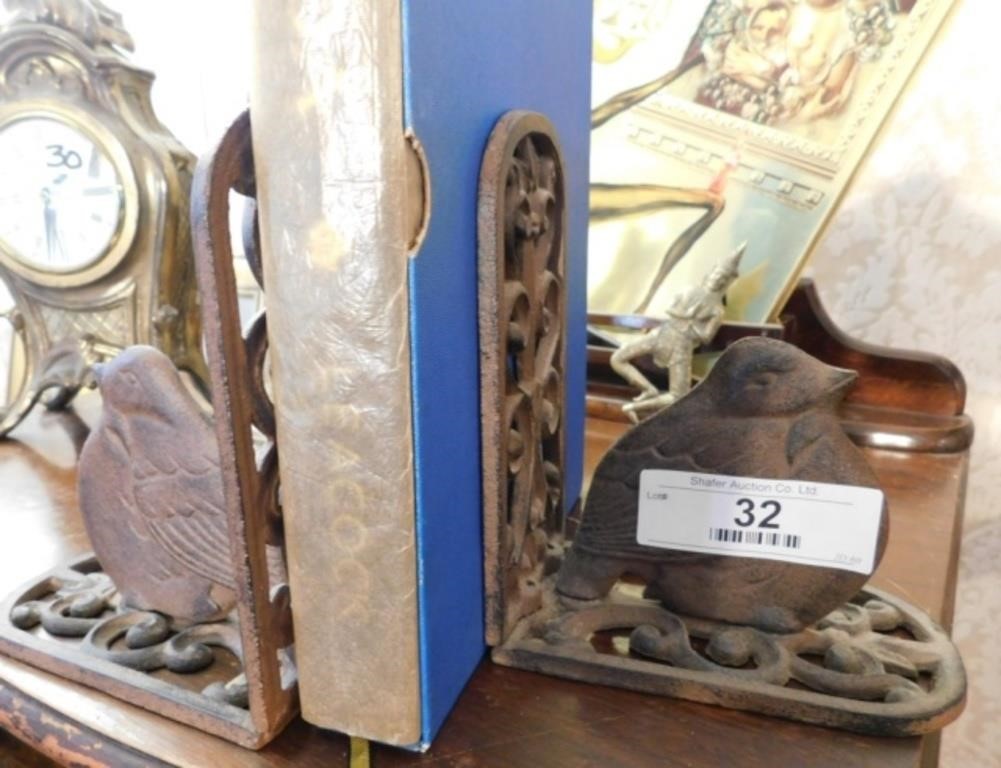 Cast Iron Book Ends and Stephen Leacock book -