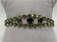 Vintage Green Rhinestone Fancy Bracelet