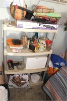 SHELF & CONTENTS, ELECTRIC GRIDDLE, BATS, MISC