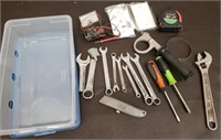 Bin w/ Assorted Tools, Meter & More