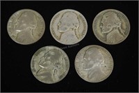 Five Silver War Nickels