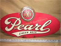 Vintage cardboard Pearl Beer advertisement