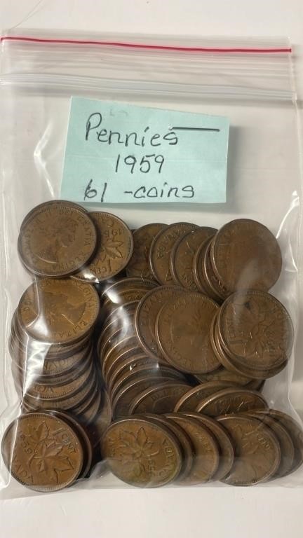 61 1959 Canadian Pennies