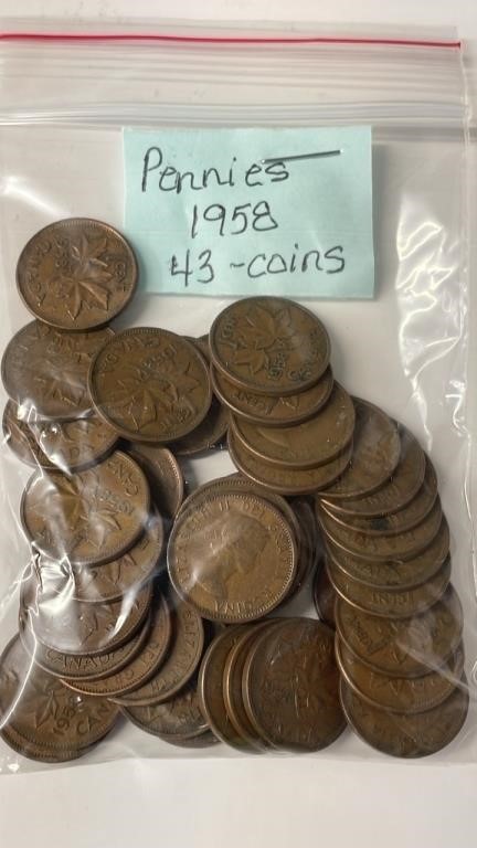 43 1958 Canadian Pennies