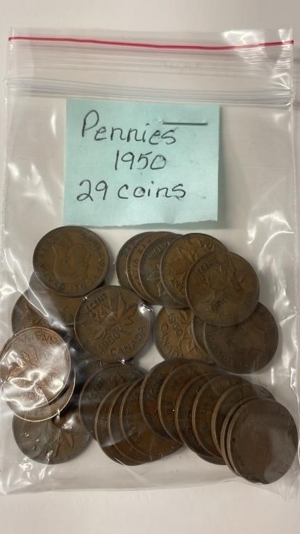 29 1950 Canadian Pennies