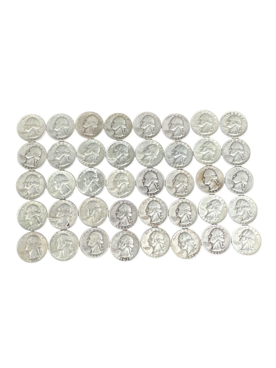 $10 FACE VALUE QUARTER DOLLARS  90% SILVER