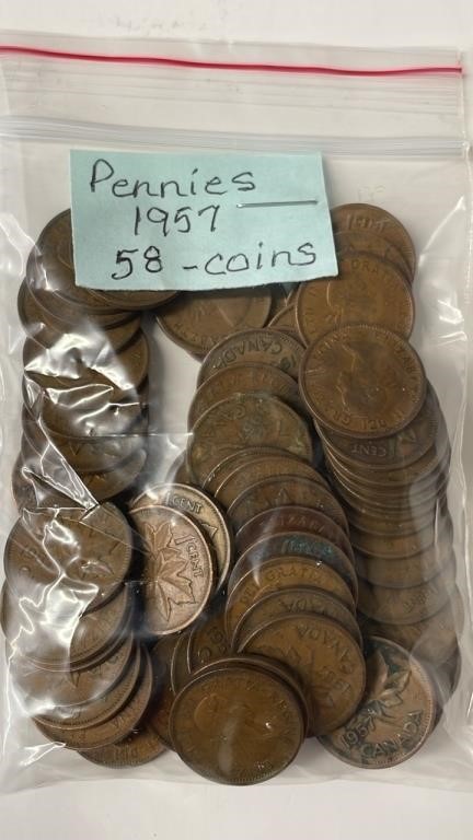 58 1957 Canadian Pennies