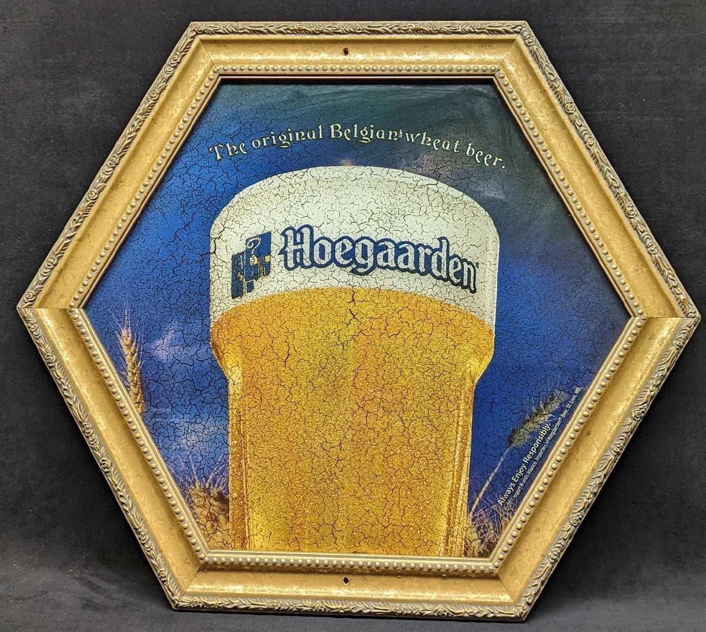 Framed Hoegaarden Belgian Wheat Beer Bar Mirror
