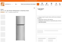 A921  Vissani Top Freezer Refrigerator, 10.1 cu. f