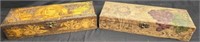 Lot of 2 Handmade Pyrography Wooden Boxes