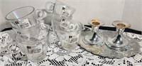 NEW Cappuccino cups, candle sticks, small tray