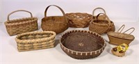Baskets: Oak bustle basket, 8" x 8.5", 4" tall plu