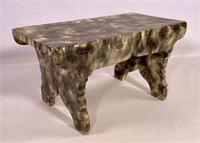 Smoke decorated stool, scalloped feet, 10" x 18"