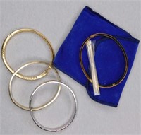 Bangle bracelets: electroplate screw look - set w/