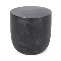 $150  Acosta Matte Black Stone Outdoor Side Table