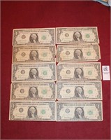 (10) 1963B Joe Barr Dollar Bills