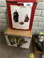 Resin Nativity Pieces and Tiny Reindeer Stool