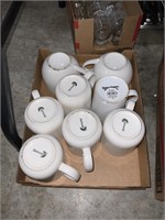box lot of large mugs and cups - white