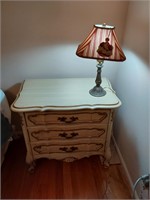 French Provencial Nightstand (Stanley) & Lamp