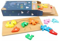 Wooden Puzzle Toys, Pack of 4 Dinosaur Shape