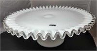 Milk Glass Silver Crest Cake Plate