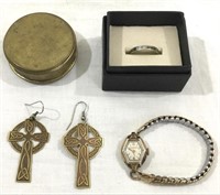 Jewelry lot w/ ladies watch.