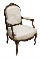 FRENCH LOUIS XV STYLE ROSEWOOD FAUTEUIL ARMCHAIR
