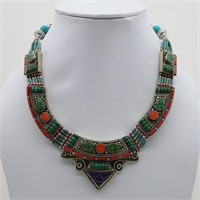 Tibet Natural Stone Tribal Queen Royal Necklace