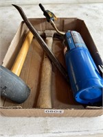 Torch kits, rubber mallet, and hammer.