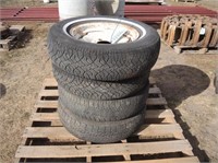 (4) Assorted Sized Tires  on 4 Bolt Rims #