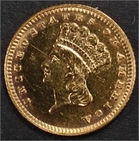 1887 $1 GOLD PROOFLIKE BU, SCARCE DATE