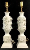 Pair Vintage Bisque Blanc De Chine Table Lamps