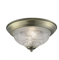 Light 11.4-in Antique Brass Flush Mount Light