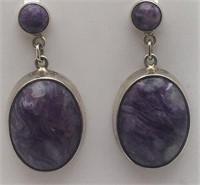 Sterling Silver Earrings W Purple Stones