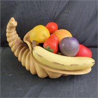 Ceramic Cornucopia with Fruit
