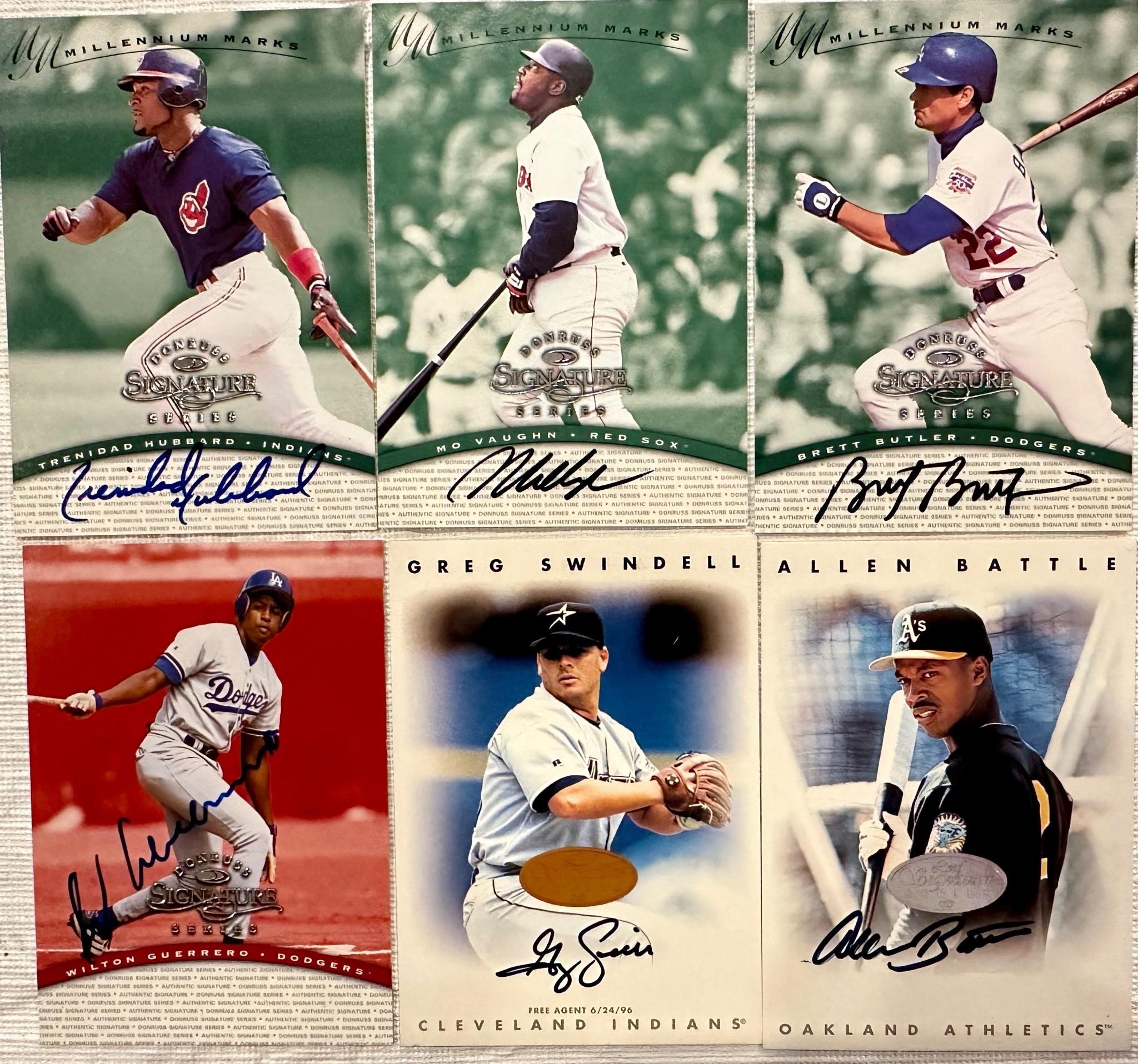 Six MLB Signed Autographed Trading Card Lot